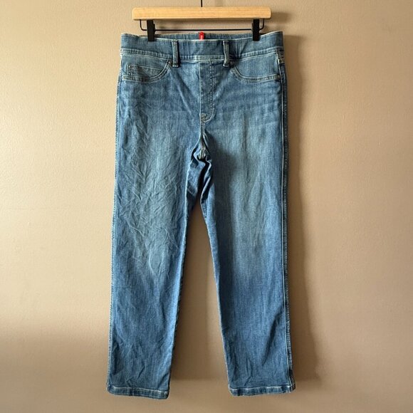 Women's XL Spanx Pull On Jeans Straight High Rise Light Wash - Picture 2 of 8